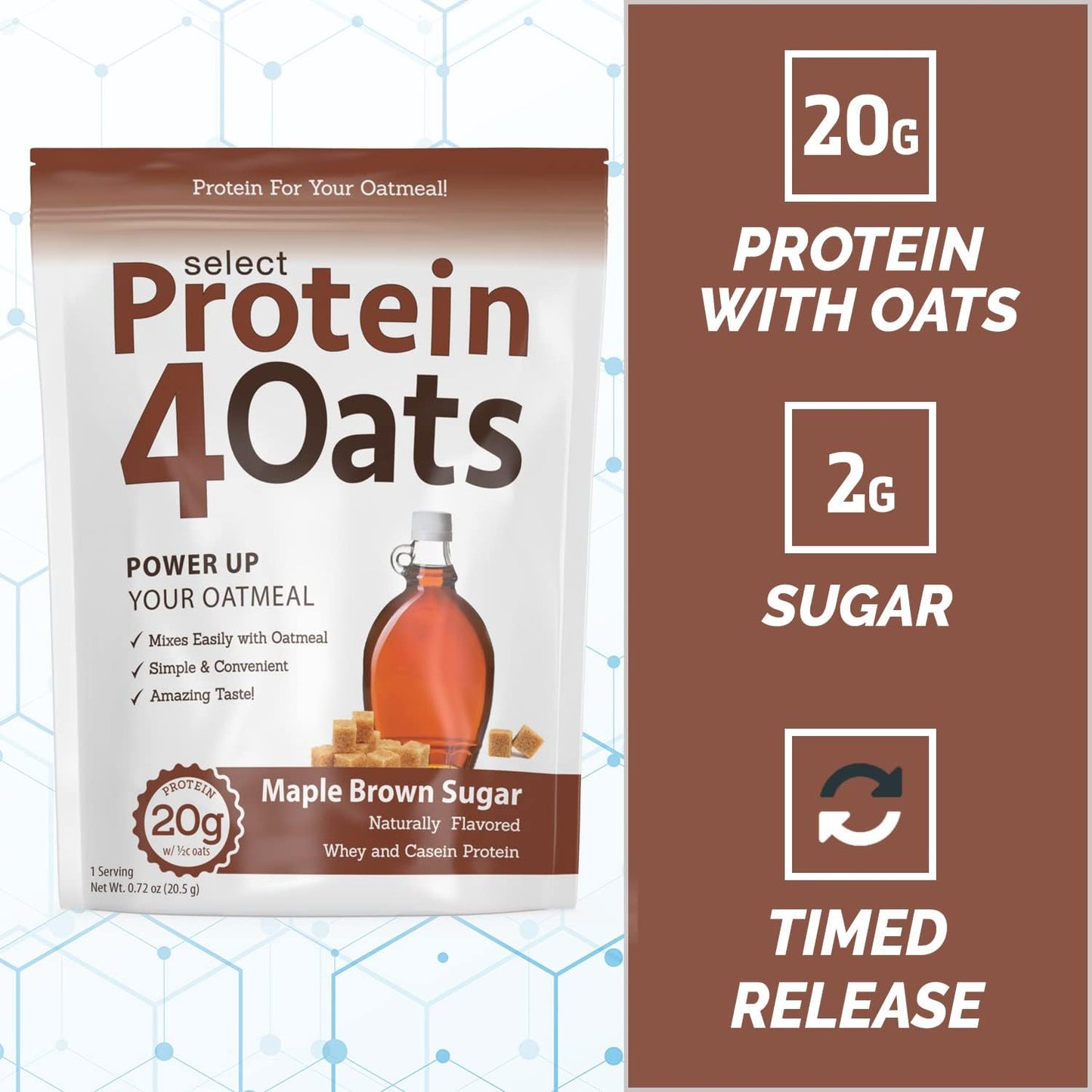 Maple and Brown Sugar Protein Blend for Oats and Oatmeal - 12 Servings