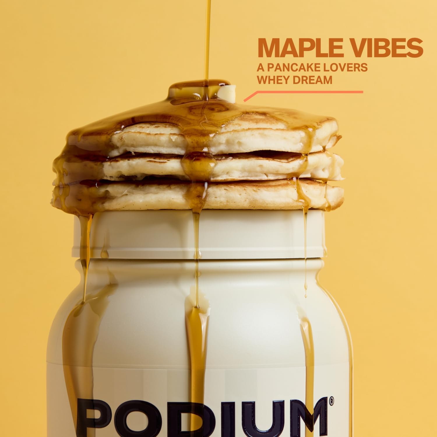 Maple Butter Pancake Whey Protein Powder by Podium Nutrition - 27 Servings, 25g Protein Per Serving, Gluten & Soy Free