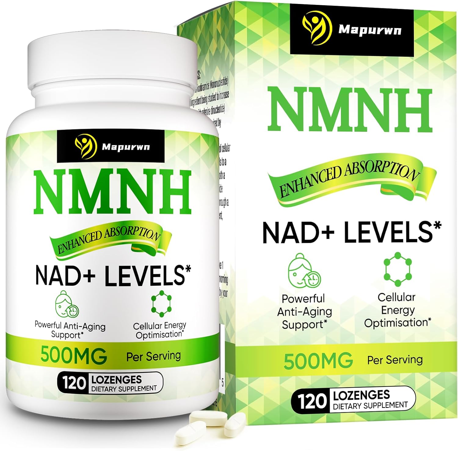 Mapurwn NMN Supplement Alternative 500mg - 120 Count Bottle