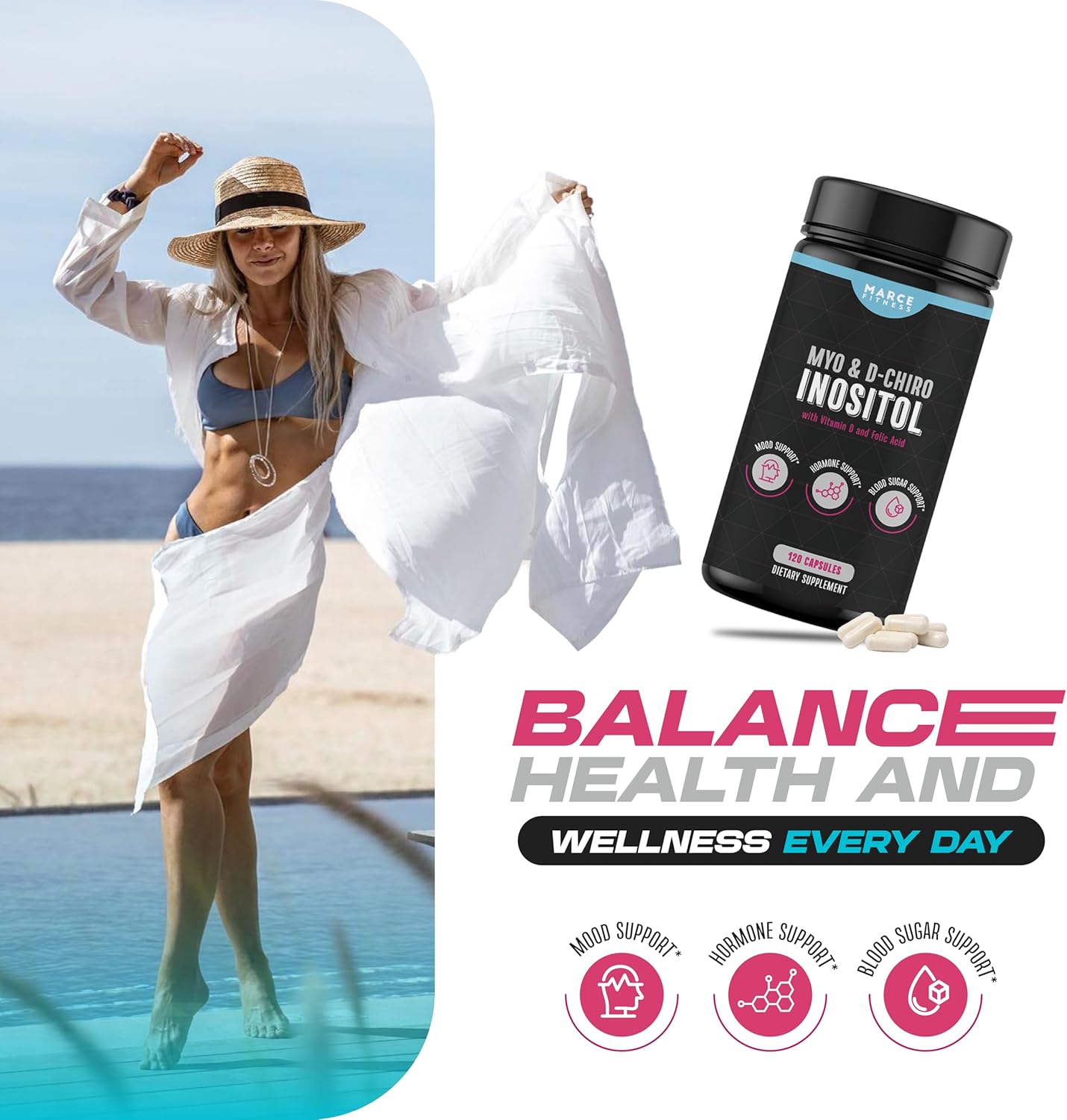 MARCE FITNESS Myo & D-Chiro Inositol Capsules for Enhanced Health and Wellness