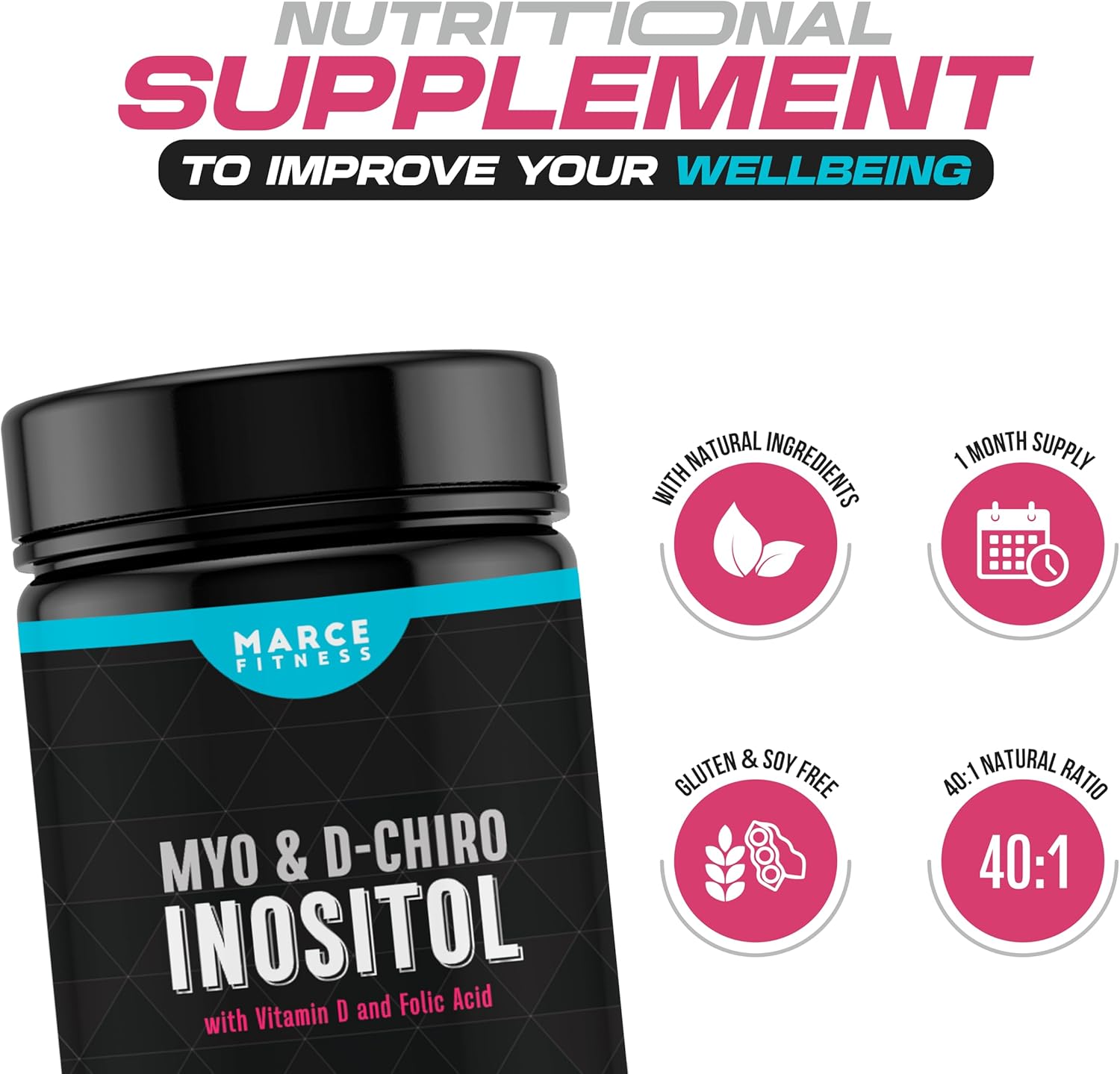 MARCE FITNESS Myo & D-Chiro Inositol Capsules for Enhanced Health and Wellness