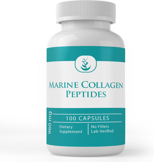 Marine Collagen Peptides (100 Capsules) - Pure Ingredients, No Additives, Lab Verified