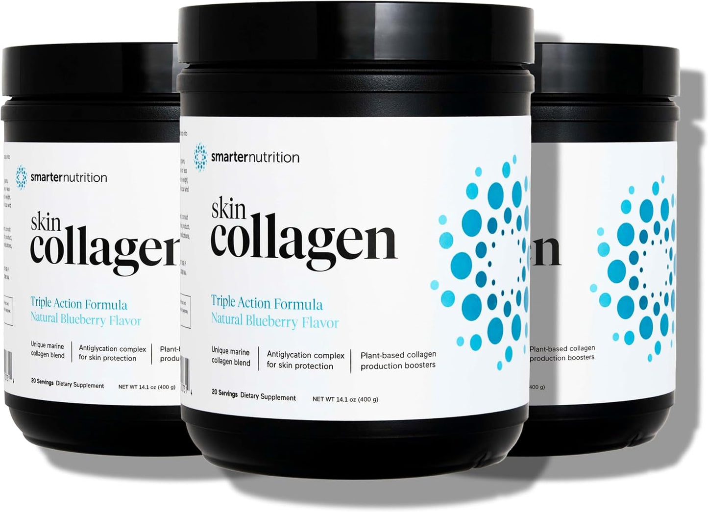 Marine Collagen Peptides with Antioxidants for Skin & Hair Health - Vitamin E & C, Green Tea, Berry Powder, Quercetin - 180 Servings