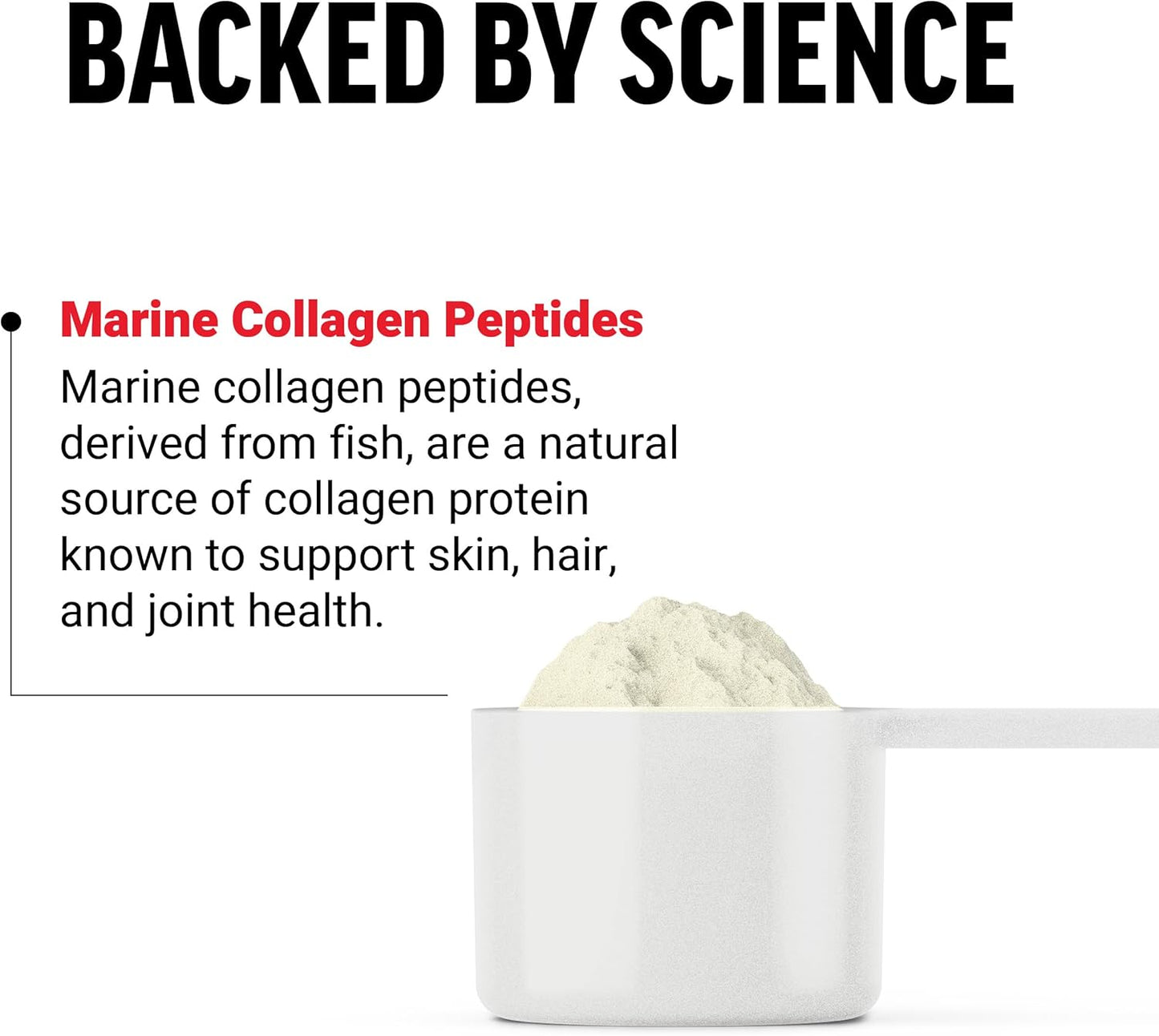 Marine Collagen Powder with Hyaluronic Acid for Hair, Skin, Nails, Bones & Joints - Unflavored, 30 Servings