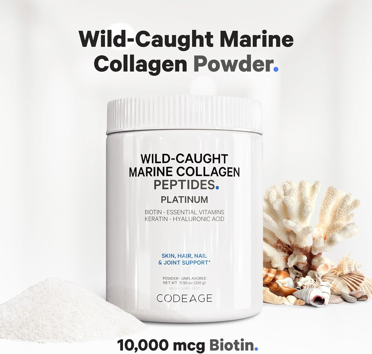 Marine Collagen Protein Powder with Biotin, Vitamin C, D3, B6 & Hyaluronic Acid - 11.50 oz - BoostGo Australia