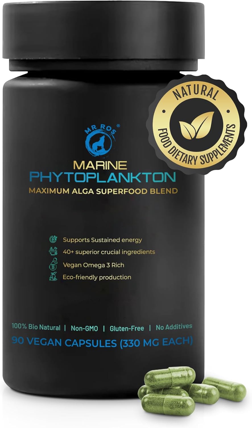 Marine Phytoplankton Capsules - 90 Count | Boost Energy, Enhance Recovery, Support Skin, Eyes, Immune System