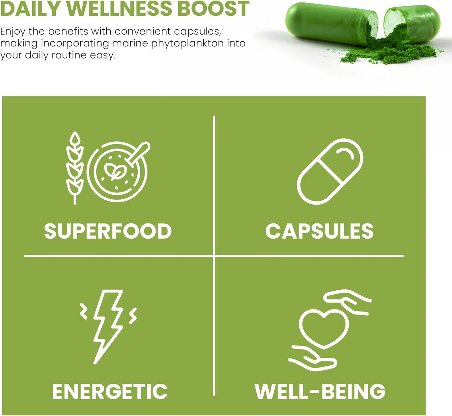 Marine Phytoplankton Capsules - 90 Count | Boost Energy, Enhance Recovery, Support Skin, Eyes, Immune System