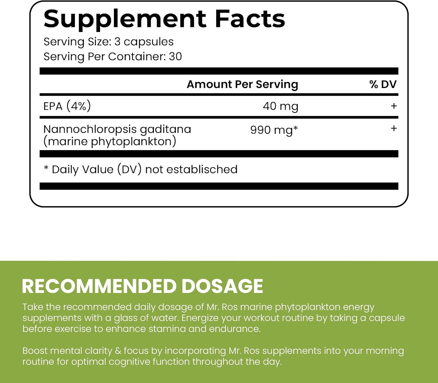 Marine Phytoplankton Capsules - 90 Count | Boost Energy, Enhance Recovery, Support Skin, Eyes, Immune System