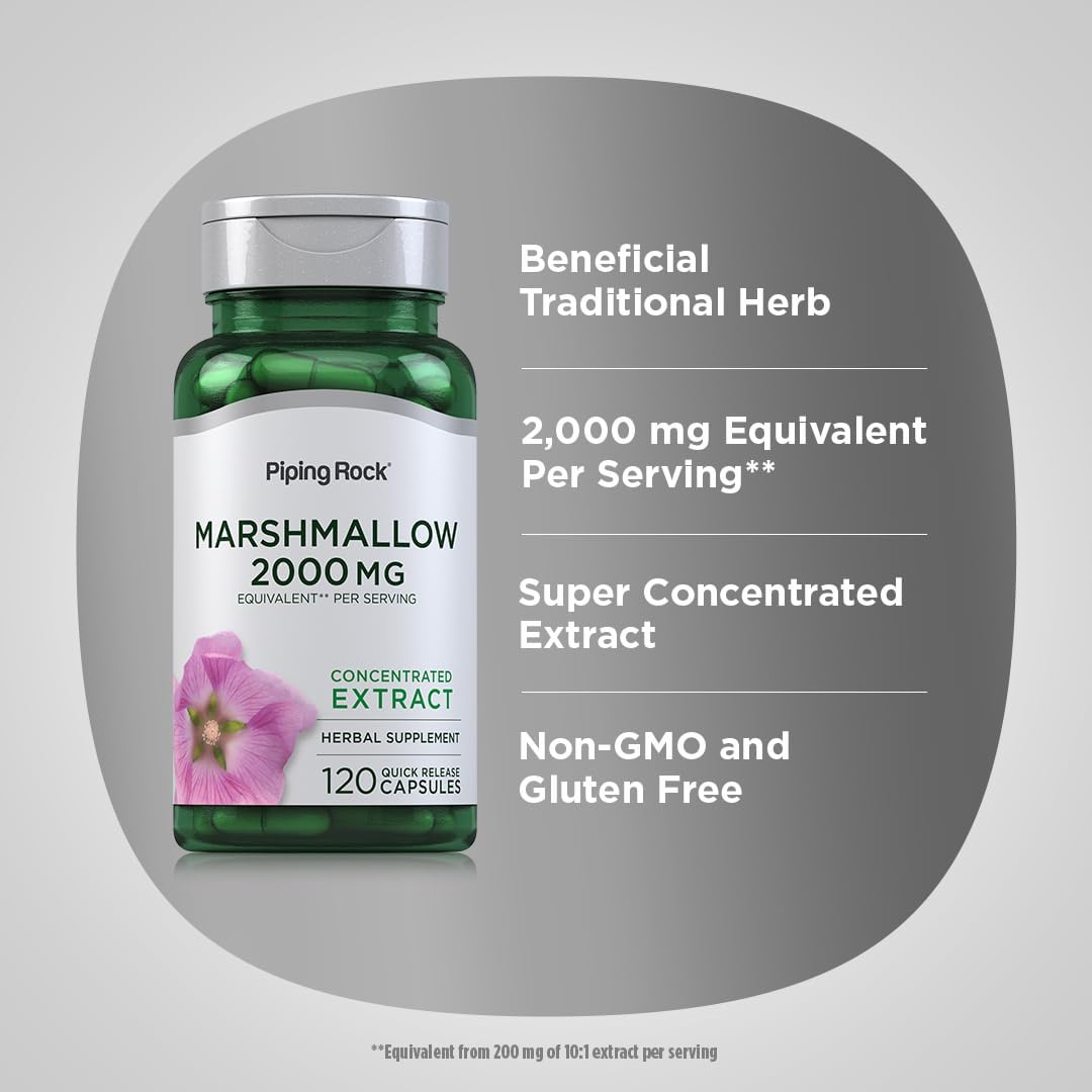Marshmallow Root Capsules 2000mg - 120 Count Herbal Extract Supplement | Non-GMO & Gluten Free