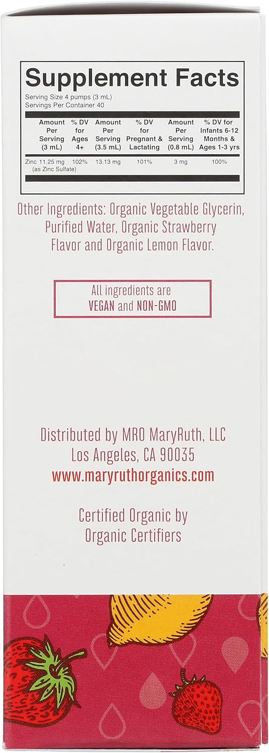 MaryRuth Organics Ionic Zinc Strawberry Lemon Organic Liquid Supplement - 4 Fl Oz