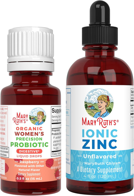 MaryRuth Organics Precision Probiotic & Zinc Drops for Women (Raspberry) | Clean Label Project Verified | Vegan, Non-GMO, Gluten Free | Vitamins for Gut Health & Immune Support