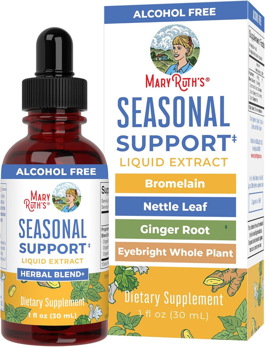 MaryRuth Organics Seasonal Support Liquid Extract - Ginger Root, Bromelain, Nettle Leaf - 4 Herbal Blend - Non-GMO, Vegan, Gluten Free - 1 Fl Oz