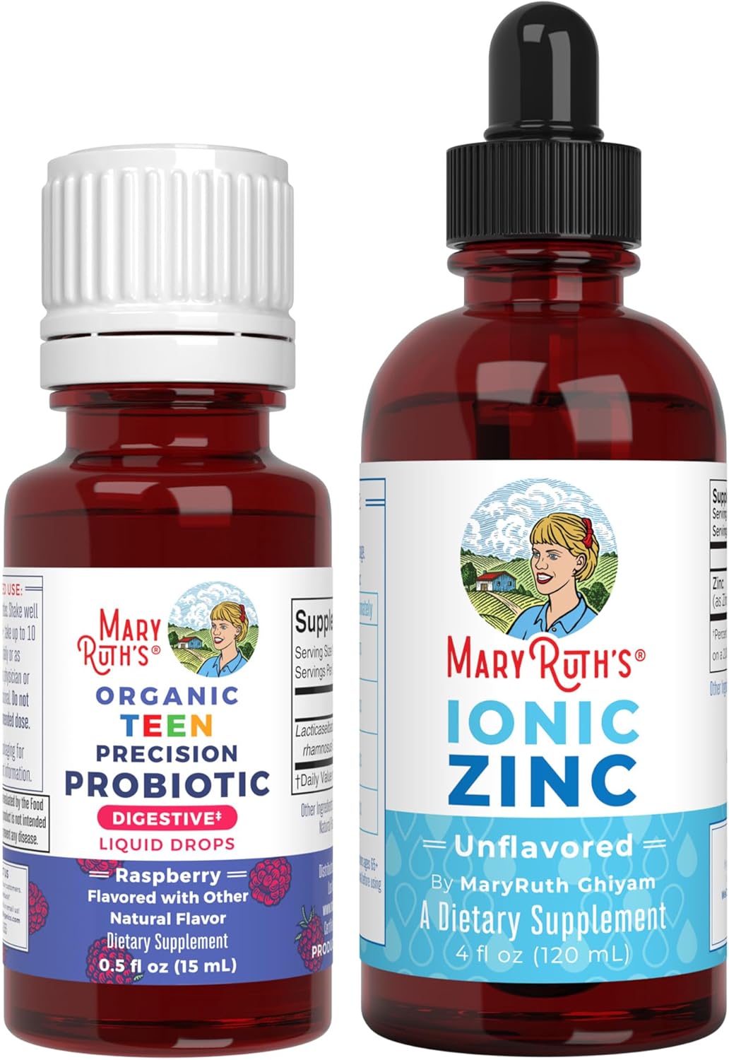 MaryRuth Organics Teen Precision Probiotic & Zinc Drops - Raspberry Flavor | Clean Label Project Verified® | Gut Health, Immune Support, Wellness Vitamins | Vegan, Non-GMO, Gluten Free