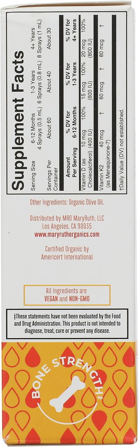 MaryRuth Organics Vitamin D3 Plus K2 Spray - 1 fl oz - Organic Formula by Mary Ruth