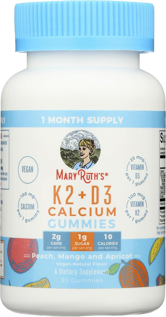 MaryRuth Organics Vitamin K2, D3, and Calcium Gummies - 30 CT Bottle
