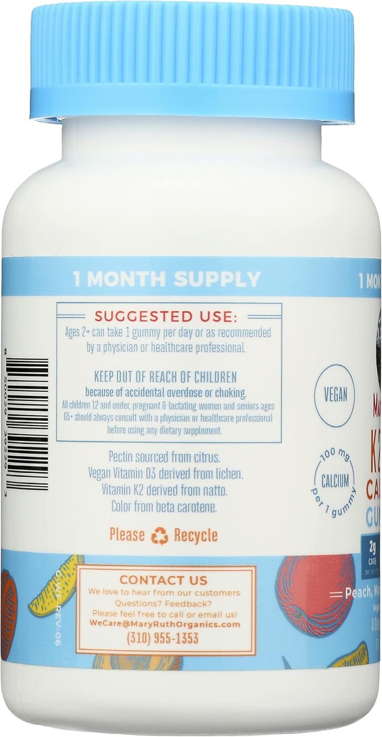 MaryRuth Organics Vitamin K2, D3, and Calcium Gummies - 30 CT Bottle