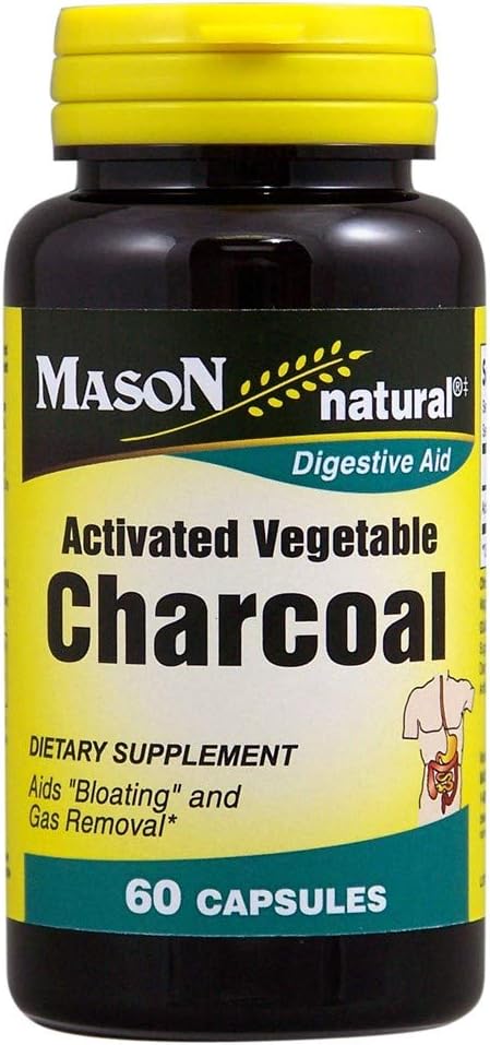 Mason Natural Activated Vegetable Charcoal Capsules - 180 Capsules, 3 Pack
