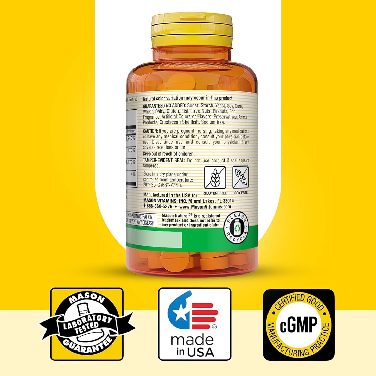 Mason Natural B-12 1000 mcg Quick Dissolve Tablets - 300 Day Supply for Energy Conversion - Pack of 3