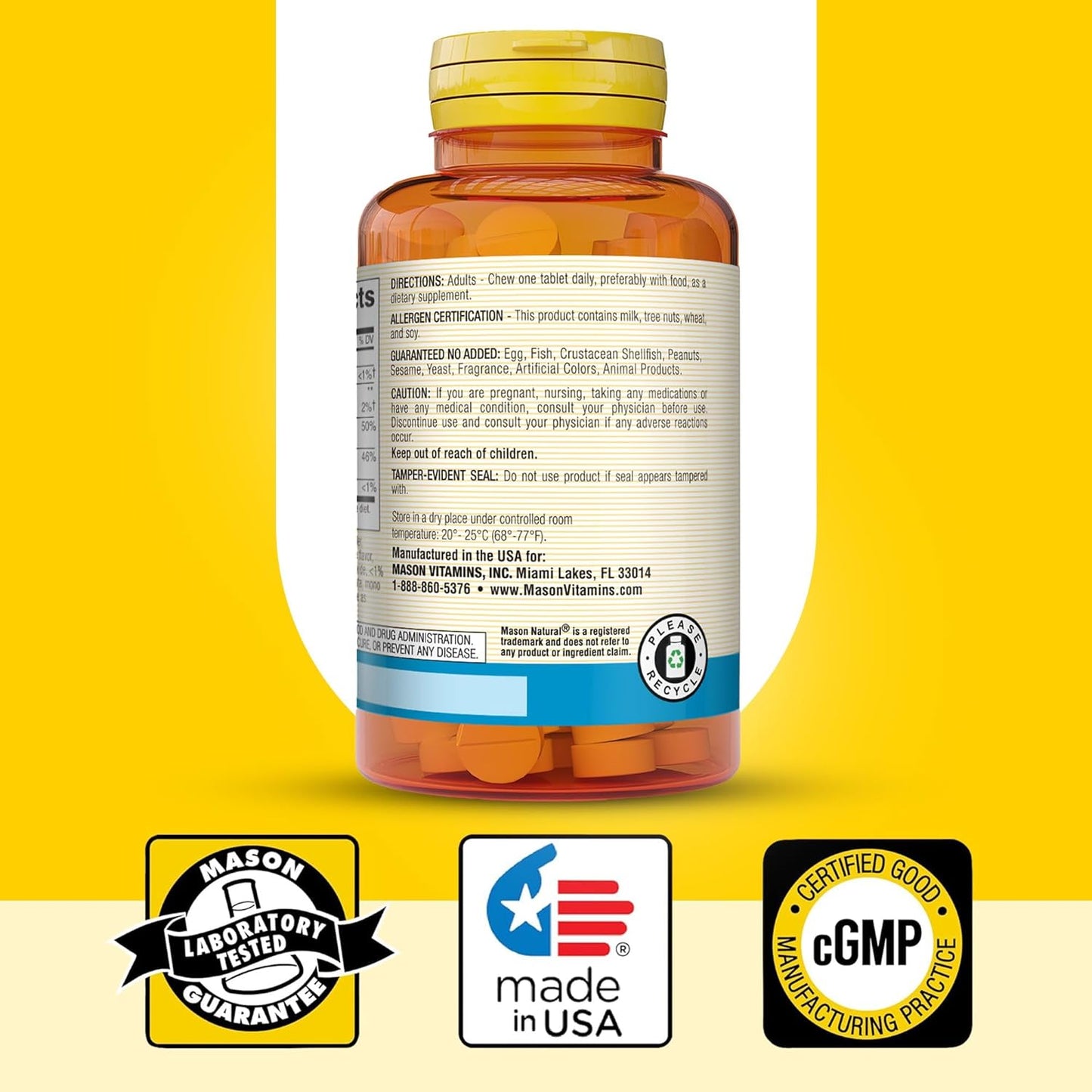 MASON NATURAL Calcium 600 mg with Vitamin D3 Chewables - Bone and Muscle Support, Coffee Mocha Flavor, 300 Count