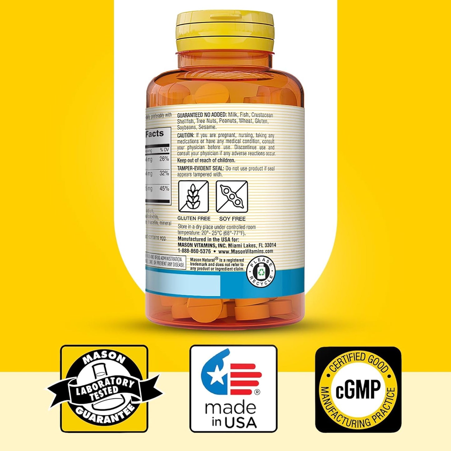 Mason Natural Calcium Magnesium Zinc 900-Day Supply Bone Health Immune System Boost 3 Pack