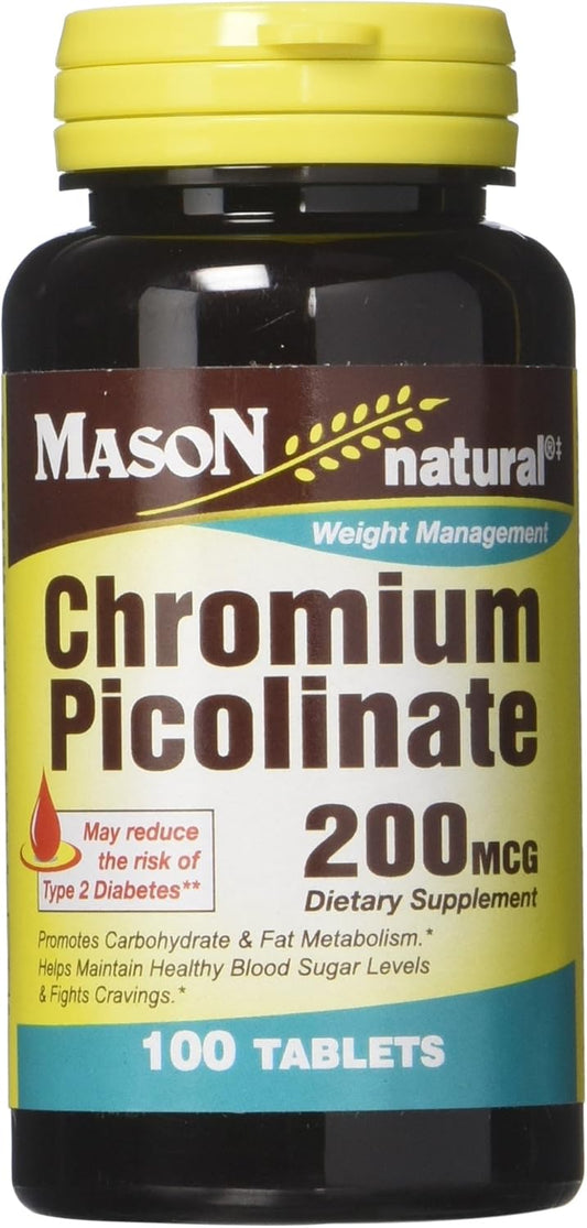 MASON NATURAL Chromium Picolinate Tablets - 60 Count for Blood Sugar Support