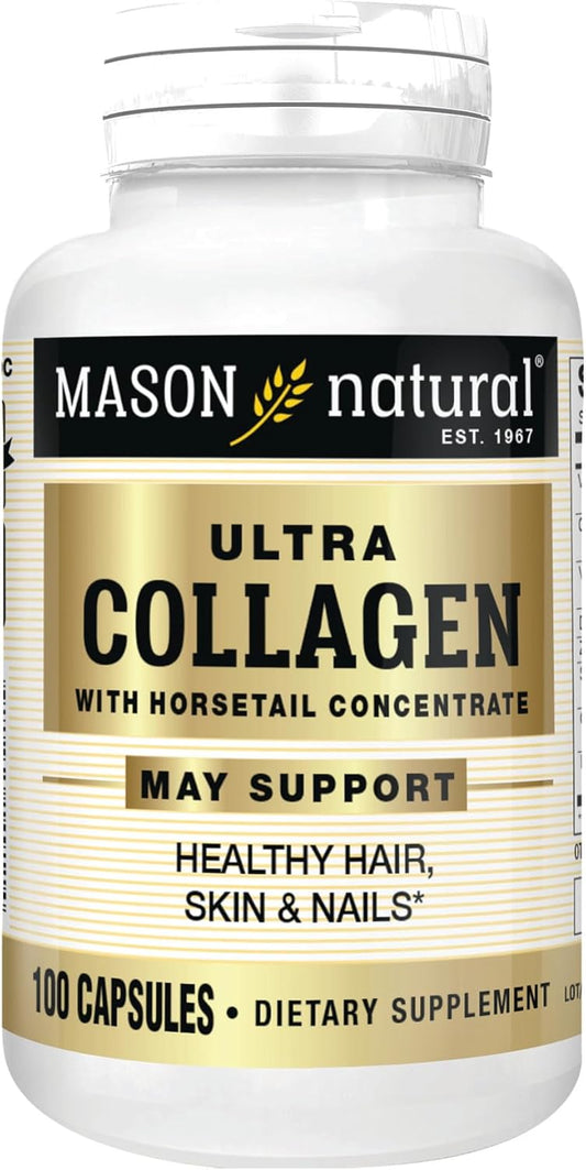MASON NATURAL Collagen Capsules: Pure Hydrolyzed Supplement for Skin, Hair, Nails & Joints - 100 Count