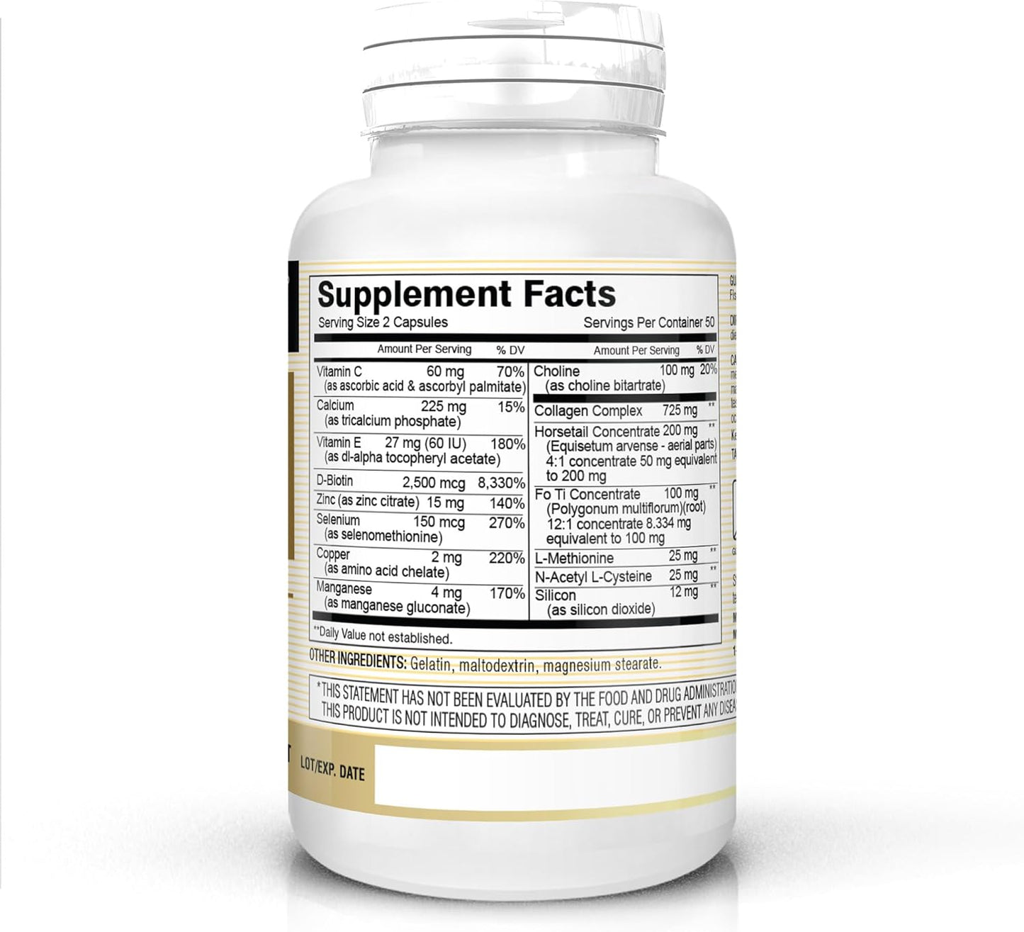 MASON NATURAL Collagen Capsules: Pure Hydrolyzed Supplement for Skin, Hair, Nails & Joints - 100 Count