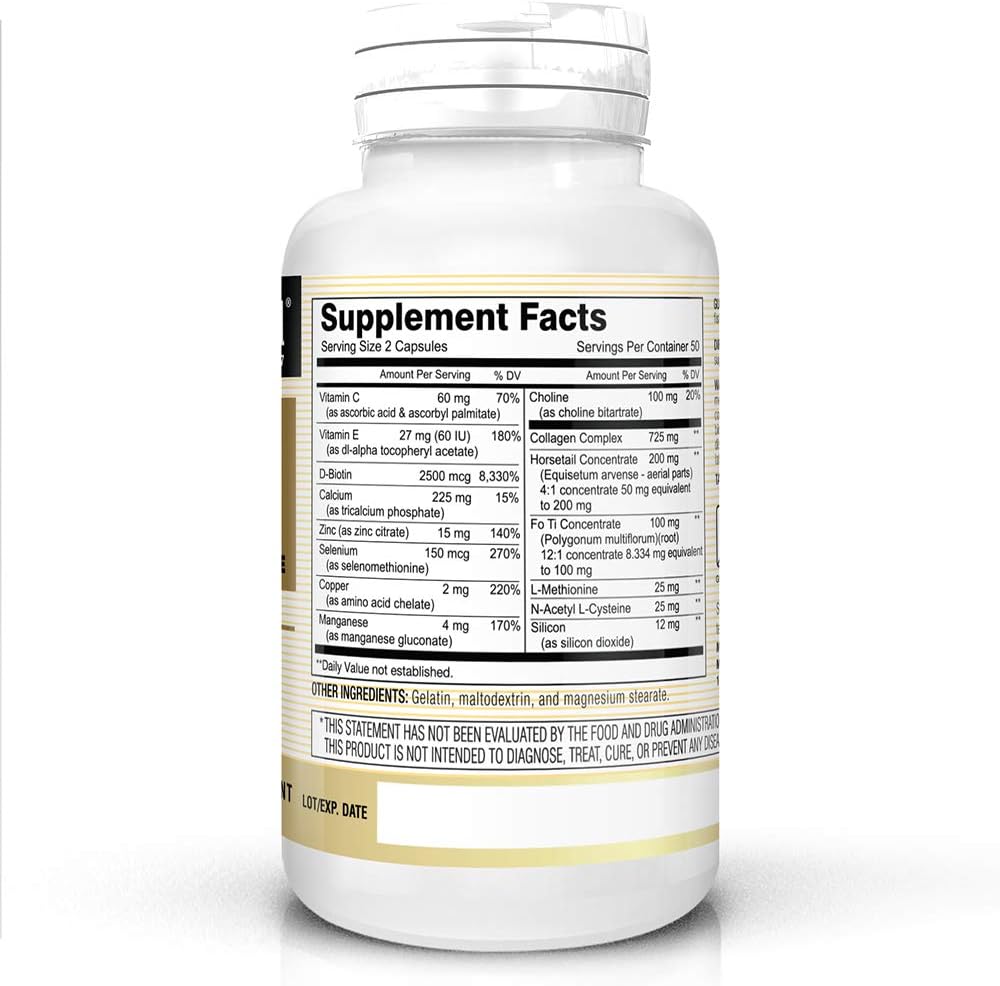 MASON NATURAL Collagen Capsules: Pure Hydrolyzed Supplement for Skin, Hair, Nails & Joints - 100 Count