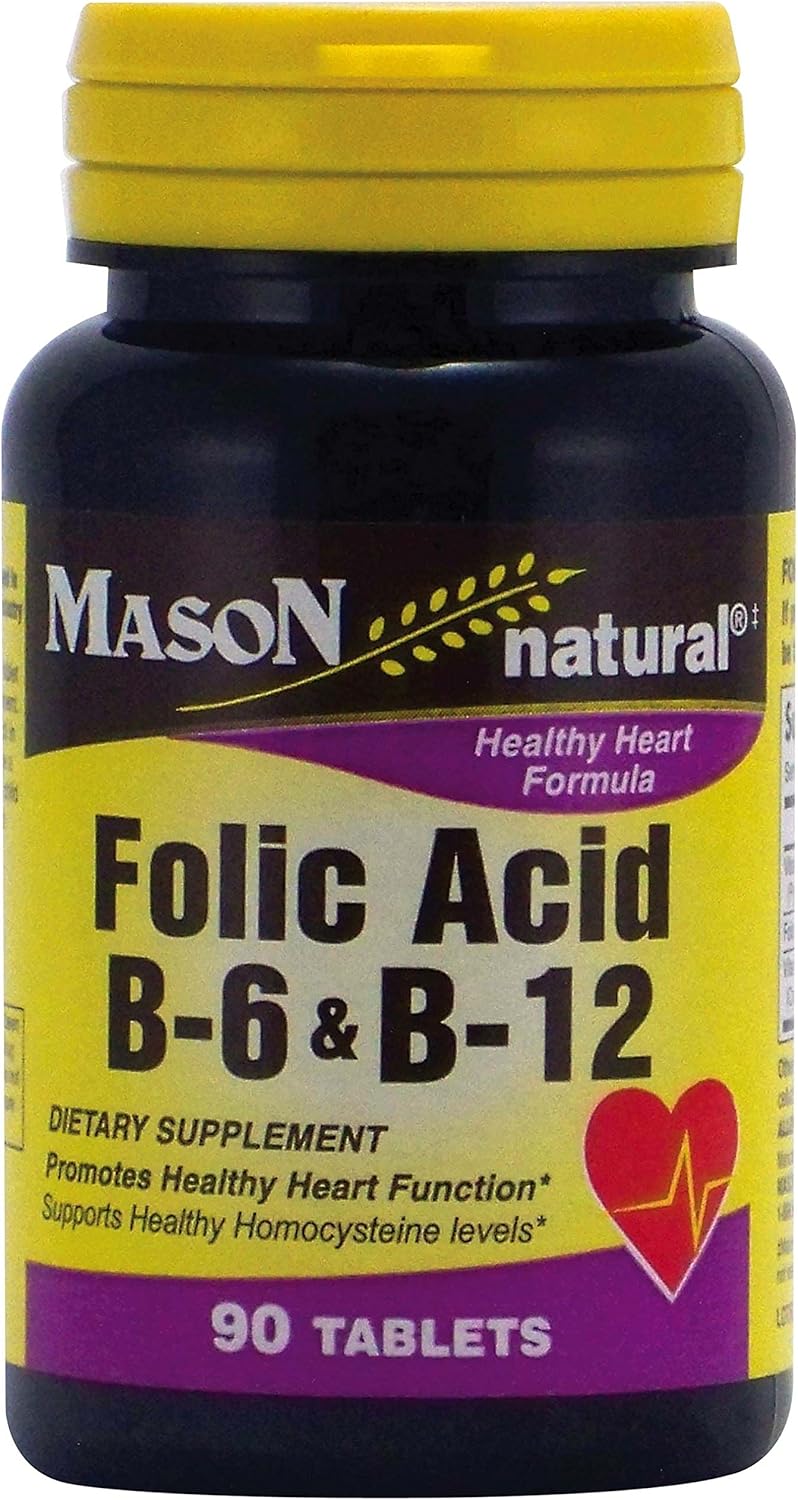 Mason Natural Folic Acid B-6 & B12 Heart Health Formula 360 Tablets (4 Bottles)