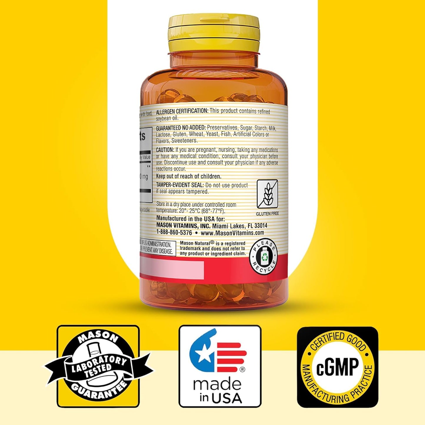 MASON NATURAL Garlic Oil Softgels 1000mg - 300-Day Supply (3 Pack) for Circulatory Health