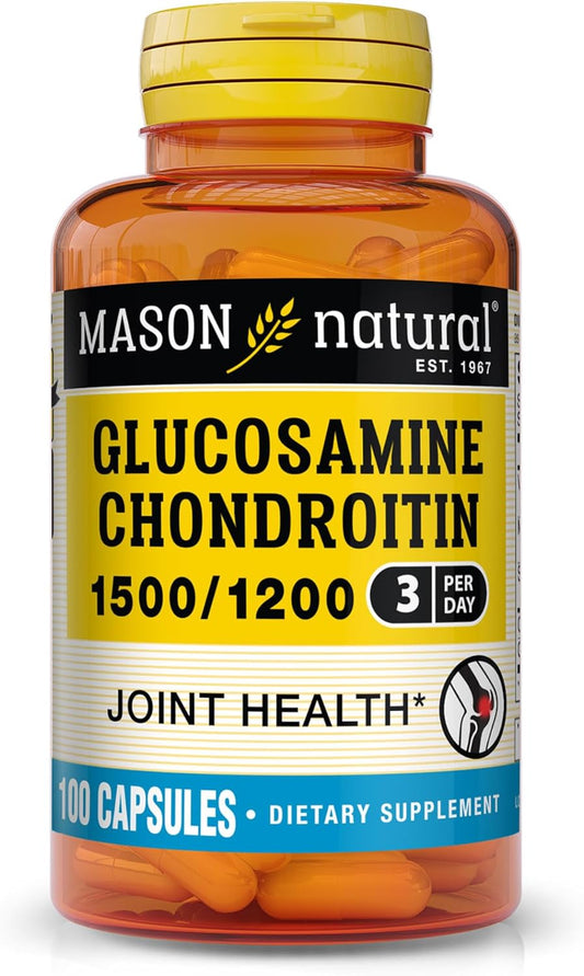 MASON NATURAL Glucosamine Chondroitin 1500/1200 + Vitamin C - Joint Health Support, Flexibility & Mobility - 100 Capsules