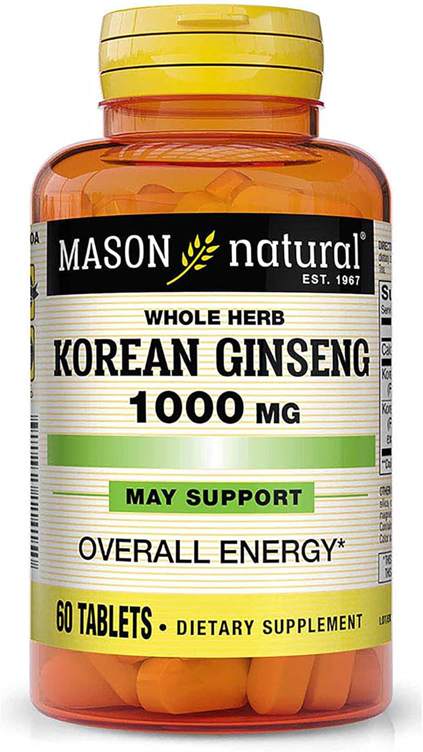 MASON NATURAL Korean Ginseng 1000mg Tablets - Premium Mason Vitamins