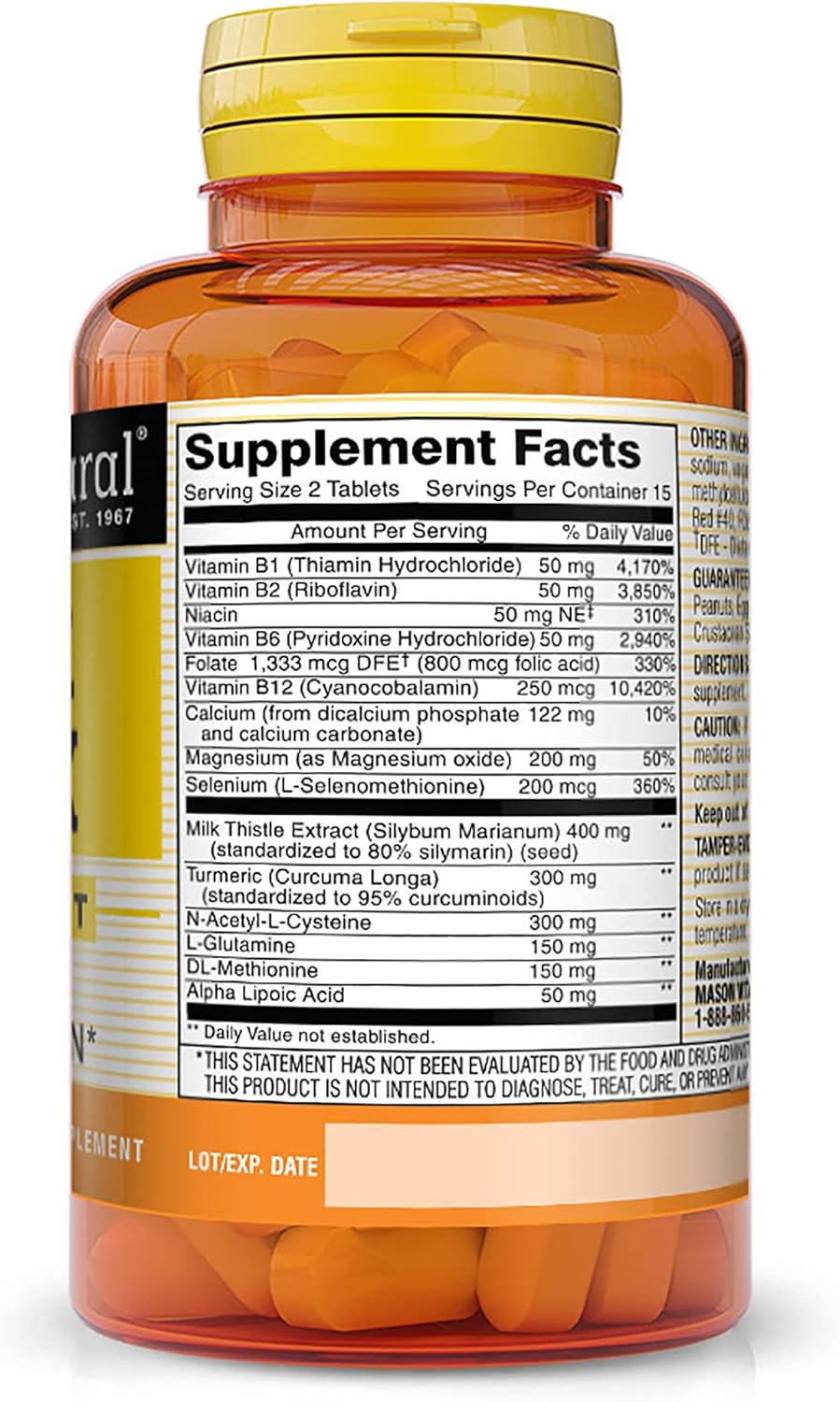 Mason Natural Liver Detox Tablets - 60 Count Mason Vitamins: Health Supplement for Liver Support and Detoxification