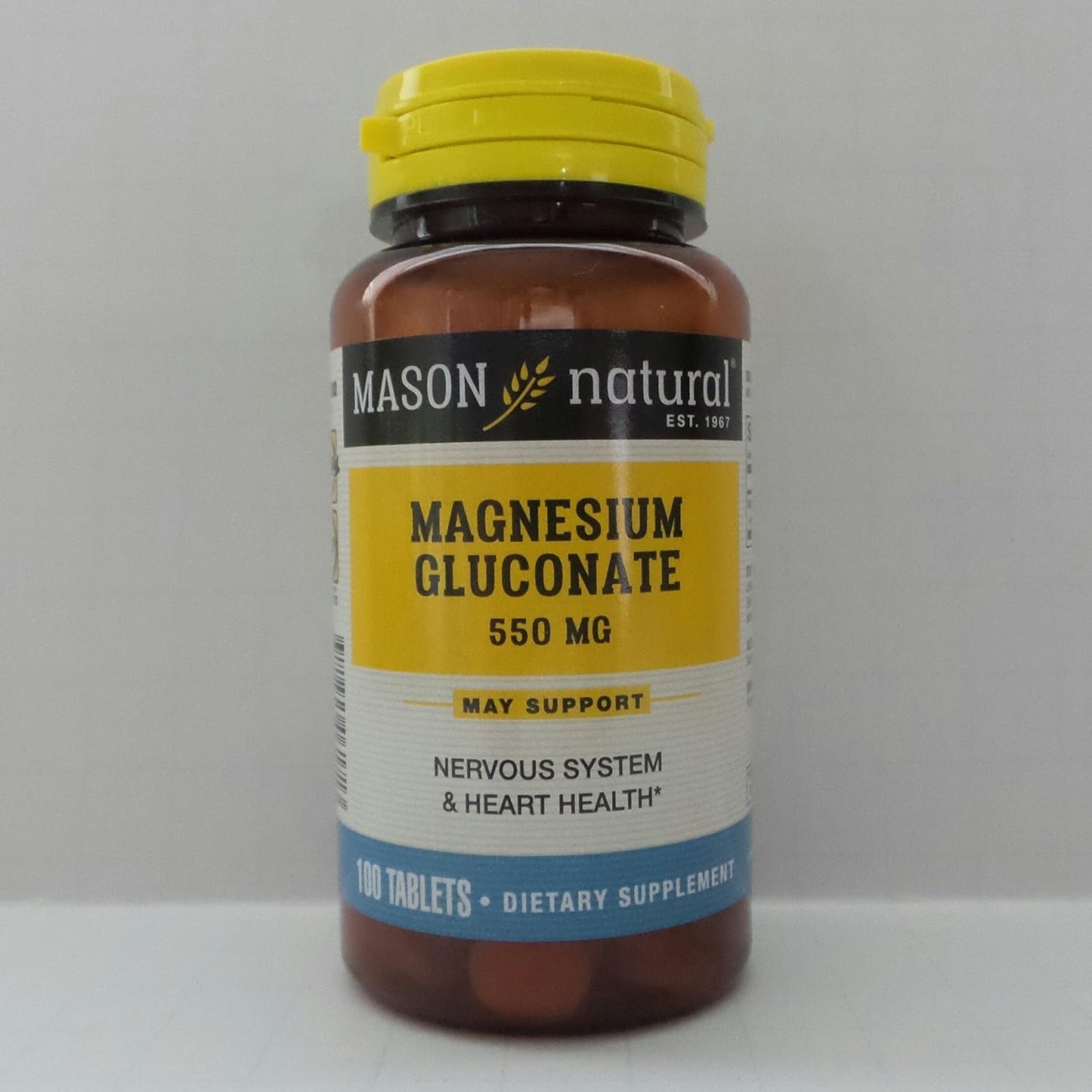 Mason Natural Magnesium Gluconate 550mg Tablets - 100 Count Bottle