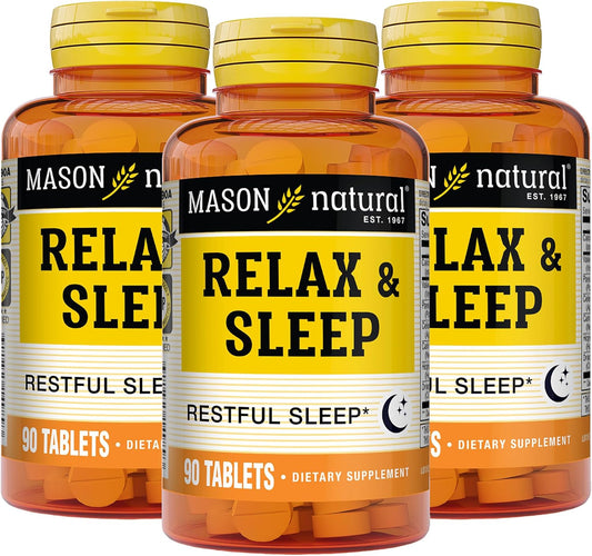 MASON NATURAL Relax & Sleep Herbal Supplement with Valerian Root & Passiflora Extract - 9 Month Supply, 3 Pack