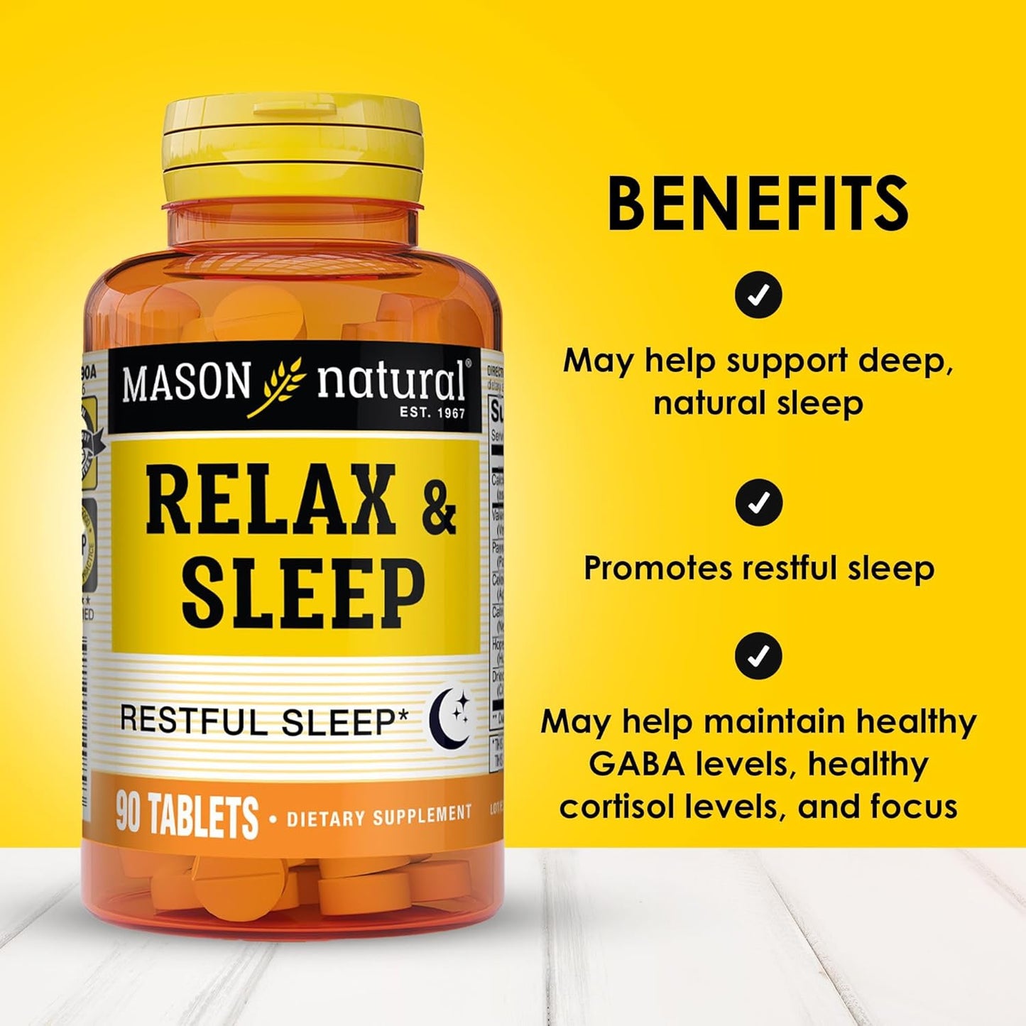 MASON NATURAL Relax & Sleep Herbal Supplement with Valerian Root & Passiflora Extract - 9 Month Supply, 3 Pack