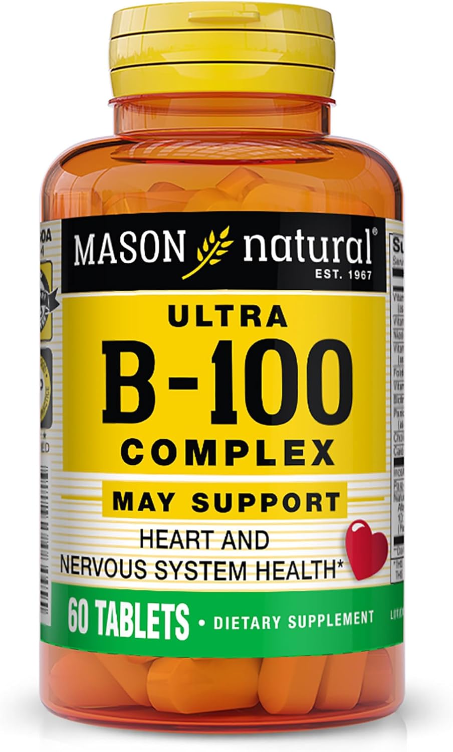 MASON NATURAL Ultra B-100 Complex Tablets for Heart Health, Nervous System, Immune Function, Energy Metabolism