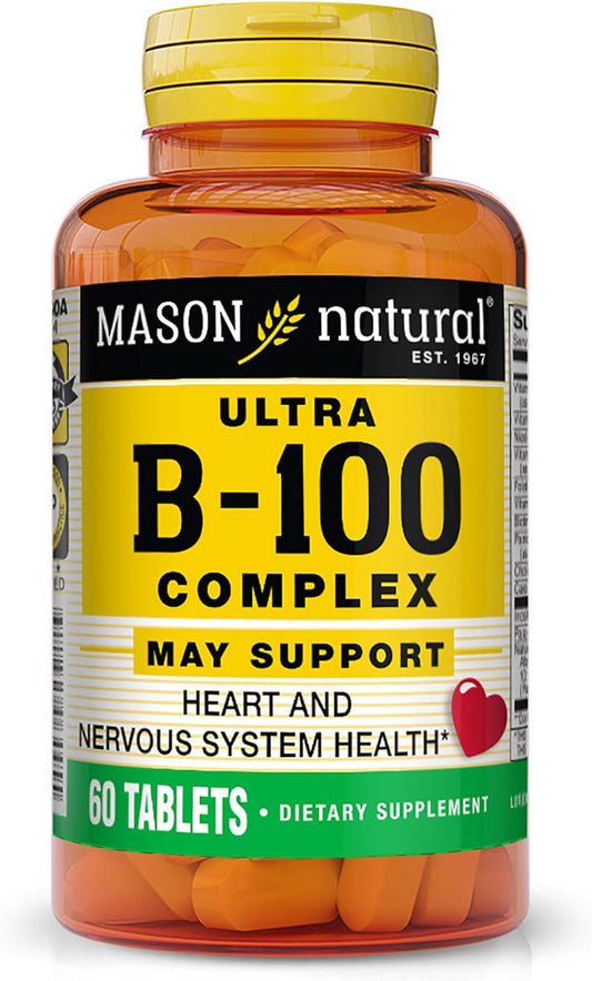 MASON NATURAL Ultra B-100 Complex Tablets for Heart Health, Nervous System, Immune Function, Energy Metabolism