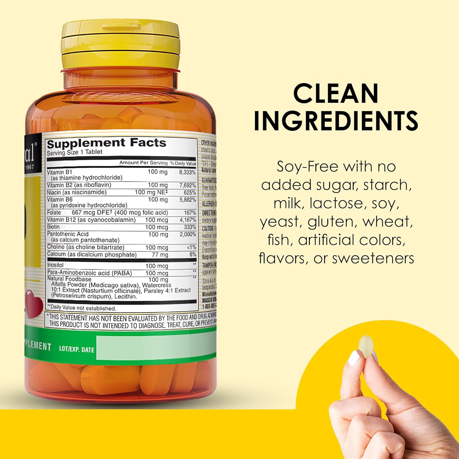 MASON NATURAL Ultra B-100 Complex Tablets for Heart Health, Nervous System, Immune Function, Energy Metabolism