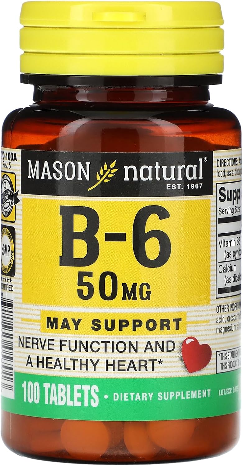 Mason Natural Vitamin B-6 50mg Tablets - 100 Count Bottle