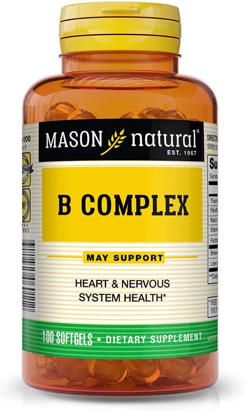 MASON NATURAL Vitamin B-Complex Softgels - 300-Day Supply for Nerve Support and Energy - Pack of 3