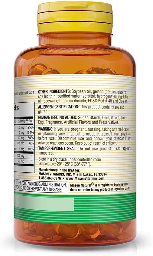 MASON NATURAL Vitamin B-Complex Softgels - 300-Day Supply for Nerve Support and Energy - Pack of 3