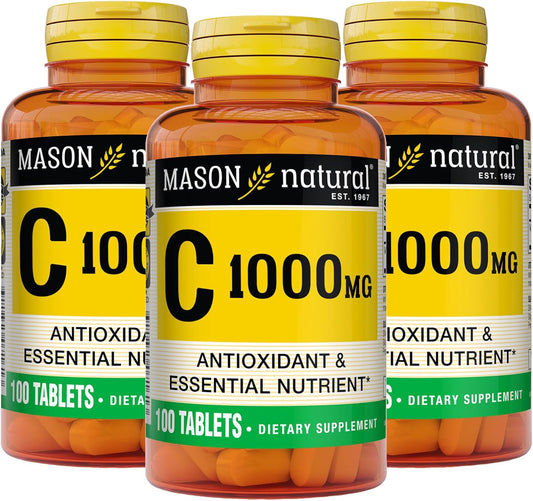 MASON NATURAL Vitamin C 1,000 mg - 300 Day Supply - Immune System Support - Antioxidant - Essential Nutrient - Pack of 3