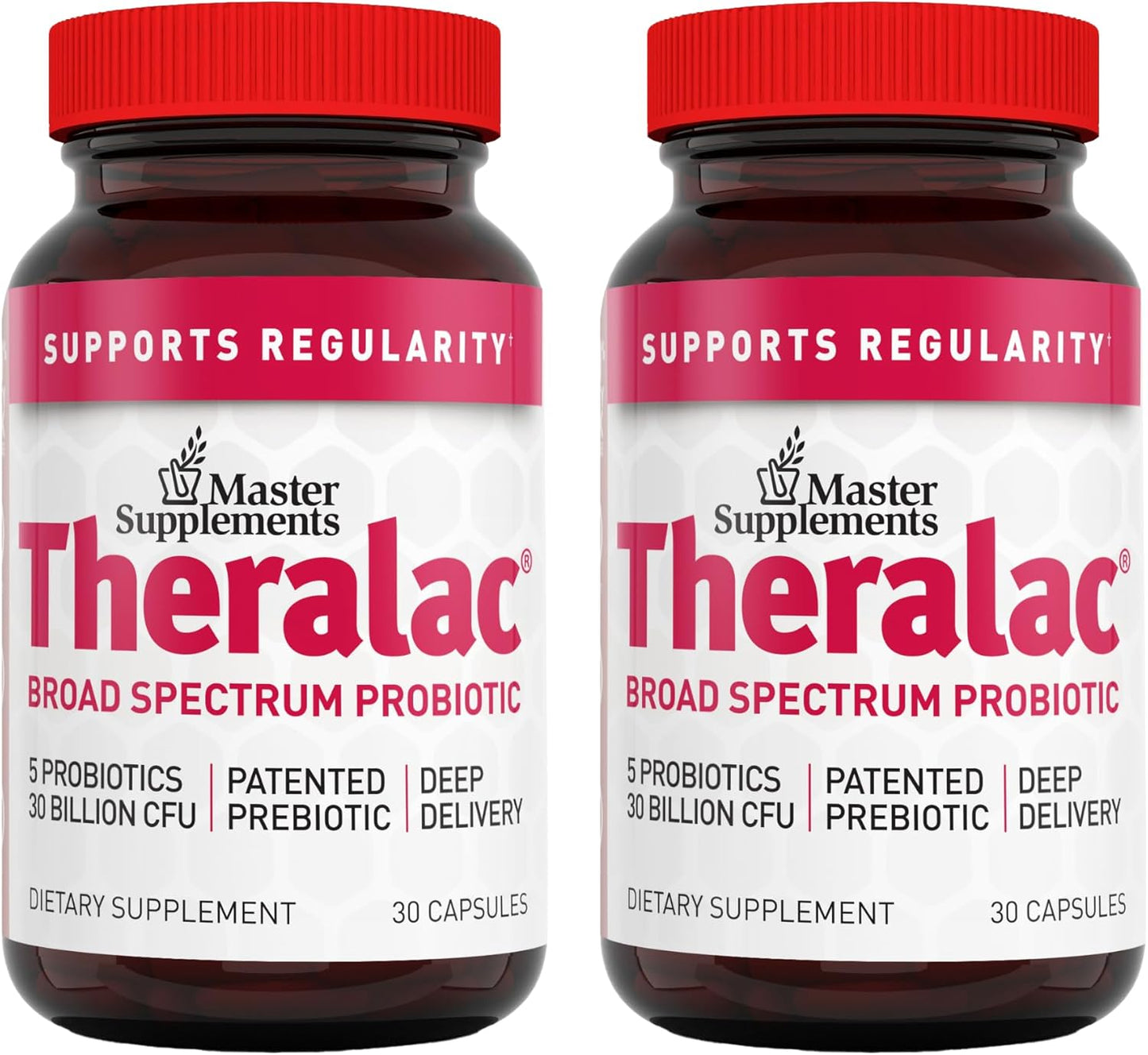 Master Supplements Theralac - 60 Capsules Total - Multi-Strain Probiotic for Gut Health, Gas, and Bloating - Gluten Free - 60 Servings
