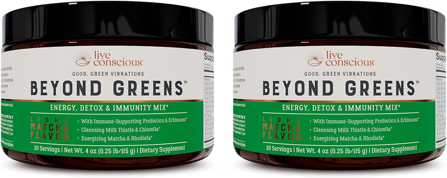 Matcha Flavored Superfood Powder with Chlorella, Echinacea, and Probiotics for Immune Support and Energy - 60 Servings