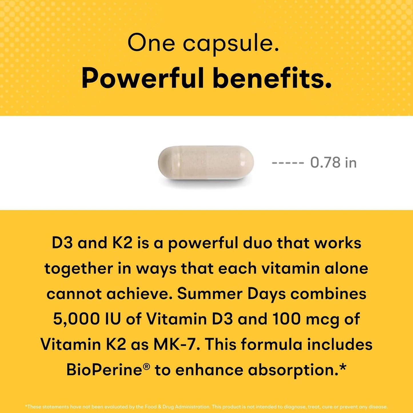 Max Absorption Vitamin D3 K2 Supplement with BioPerine for Immune, Bone & Heart Health - 5000 IU D3 + K2 MK7 100 mcg - Non-GMO - 90 Capsules