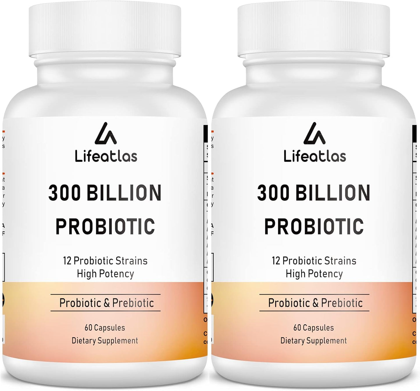 Max Potent Lifeatlas Probiotics: 300 Billion CFU for Men and Women, 12 Strains + Prebiotic, Digestive & Gut Health, Immune Support - 120 Capsules