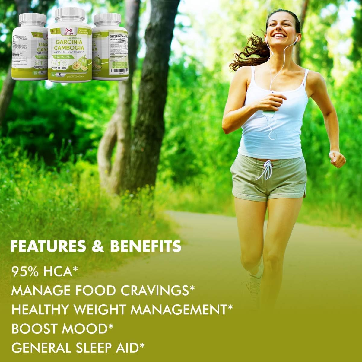 Max Strength 100% Pure Garcinia Cambogia Extract - Suppress Appetite - Top Carb Blocker for Men & Women - USA Made - 60 Veggie Capsules