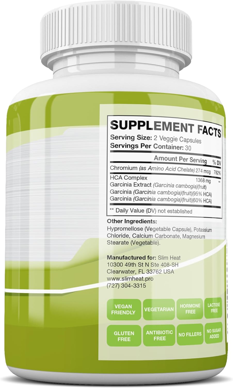 Max Strength 100% Pure Garcinia Cambogia Extract - Suppress Appetite - Top Carb Blocker for Men & Women - USA Made - 60 Veggie Capsules
