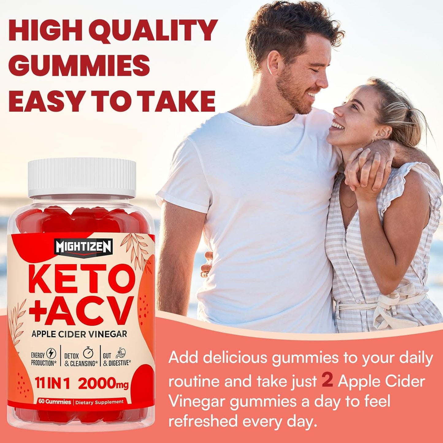 Max Strength 2000mg Mother Apple Cider Vinegar Gummies - Detox & Cleanse, Fast-Acting Keto ACV Gummies with Green Tea, Probiotics B6 - 6 Pack